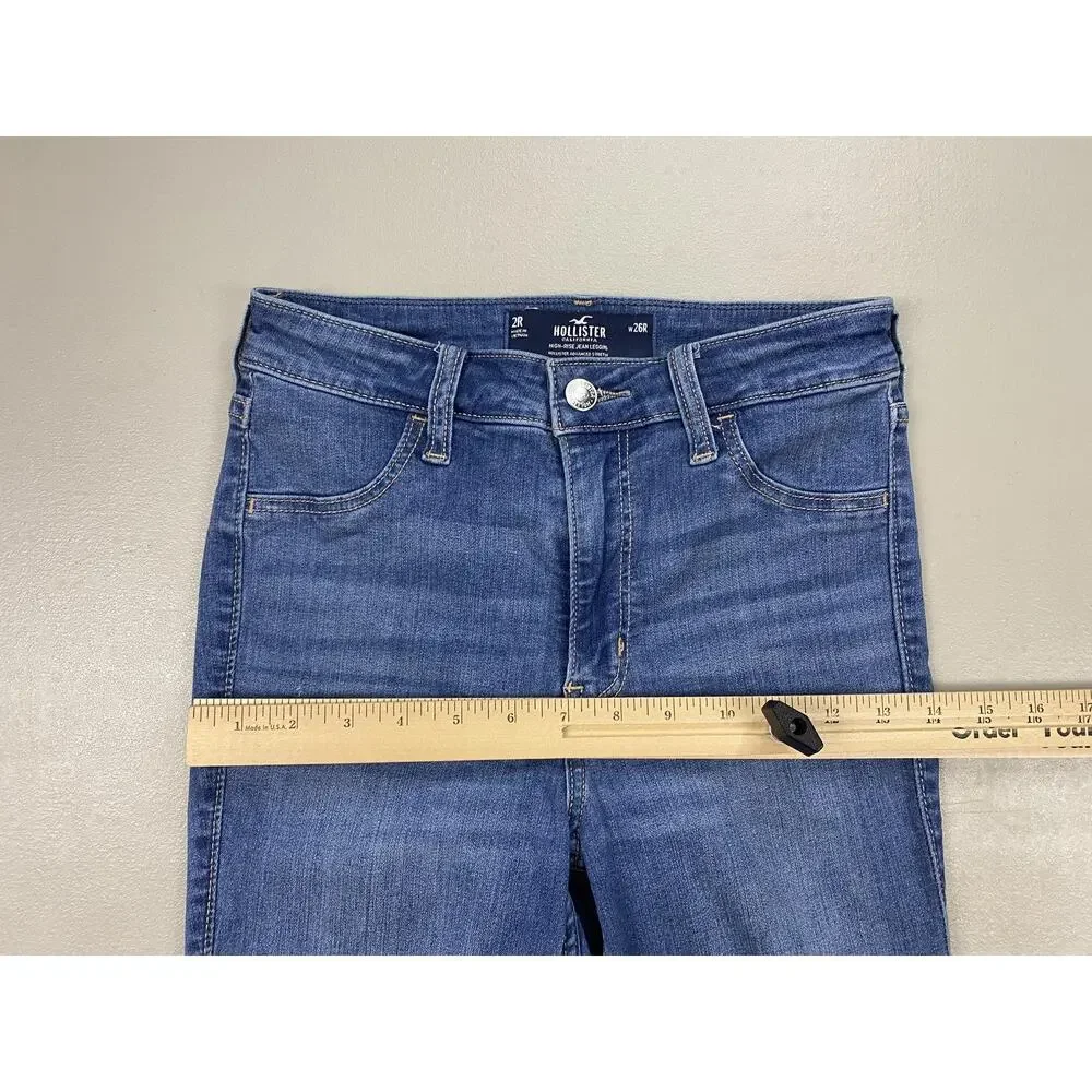 Hollister High Rise Jean Legging Jeans Womens 2R Blue‎ Distressed Stretch 25x29